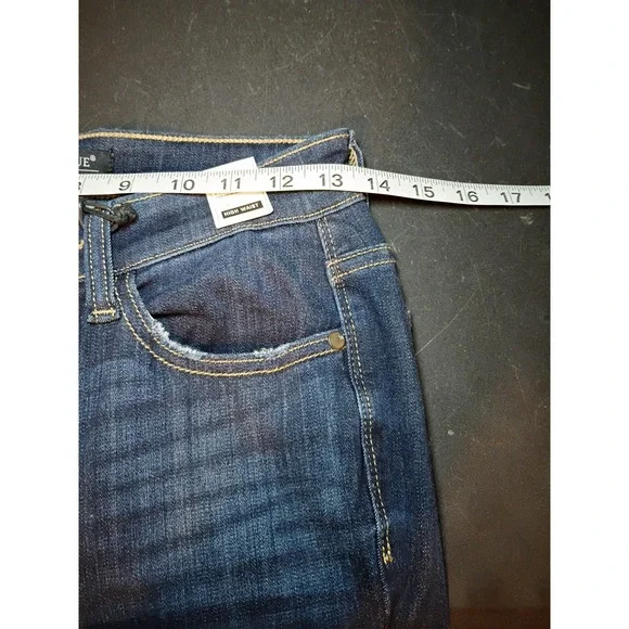 NWT Judy Blue Heavenly Jeans Womens 1/25 Blue Dark Wash High Waist Flare Raw Hem - Picture 8 of 9